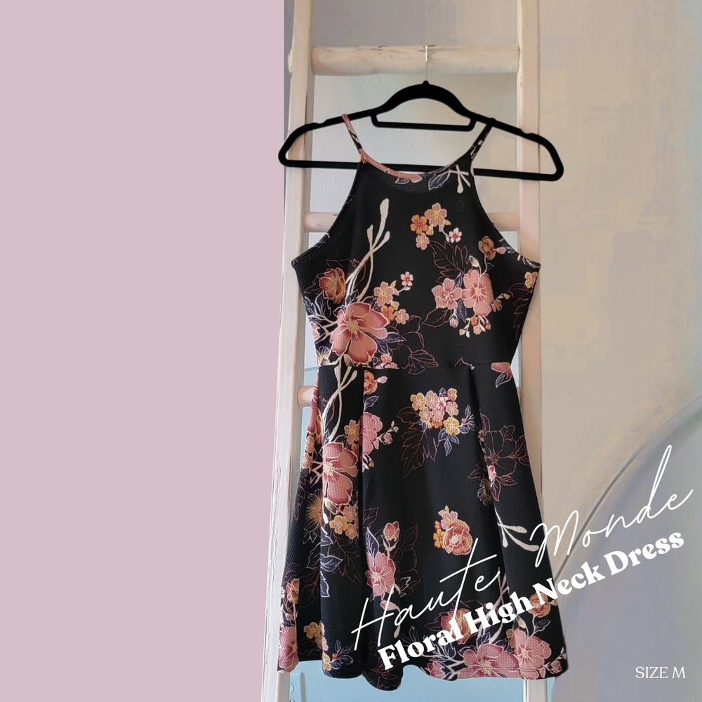 Haute Monde Pink and Black Floral Kids Dress